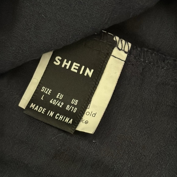 SHEIN | Navy Maxi Dress | Ruffle Sleeves/Hem | Textured | size L - Picture 5 of 6